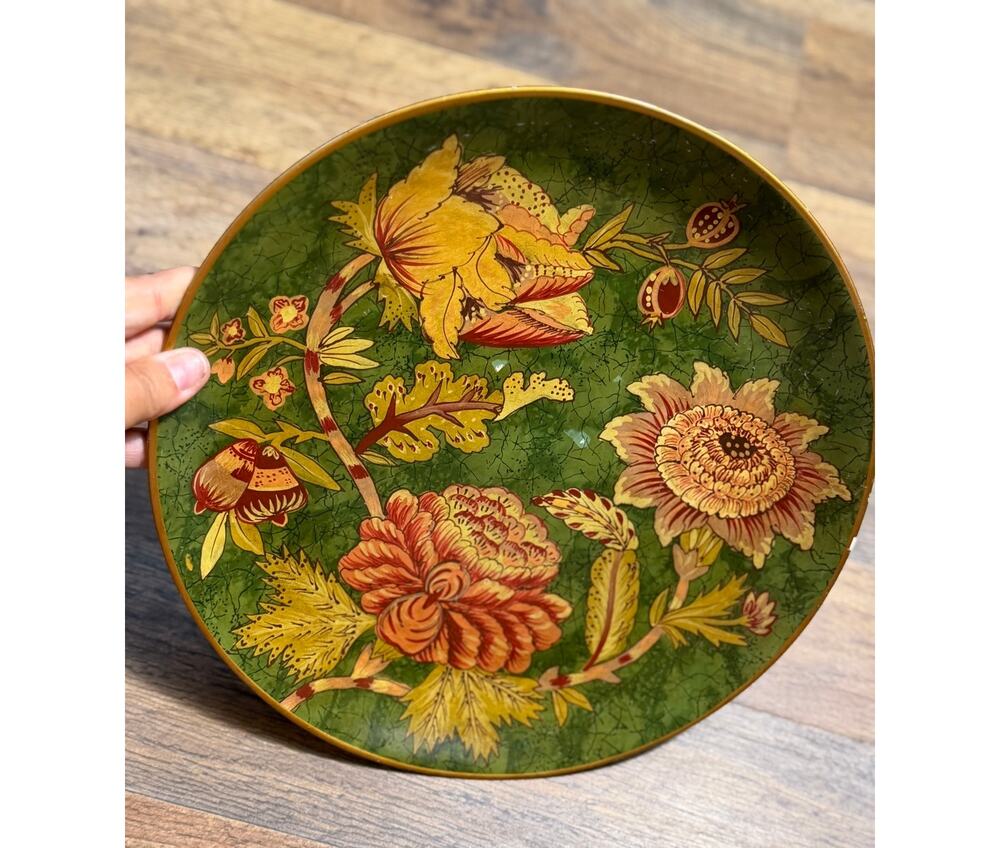 Vintage Raymond Waites Toyo Green Floral Botanical Decorative Plate Gold Rim 10”